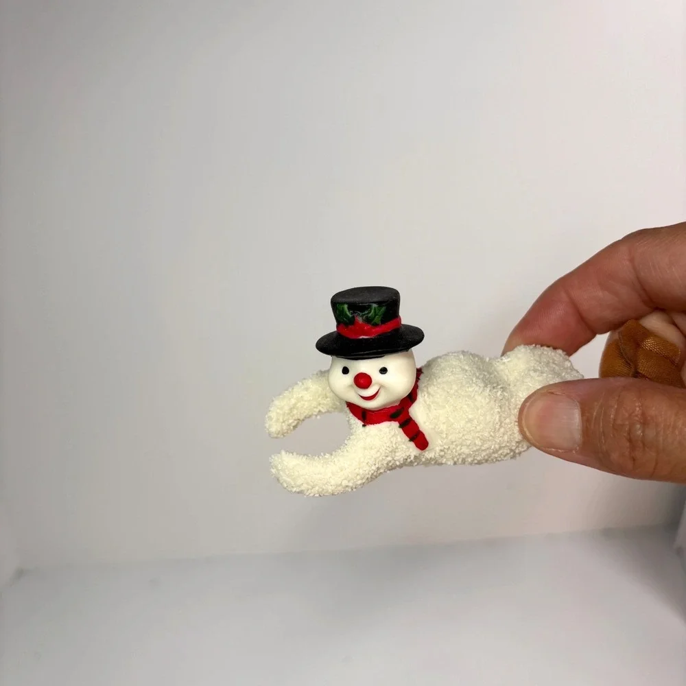 Snowman Candle Huggers Sugared Ceramic Don Mechanic 3in Vintage 1990s (Qty 4)